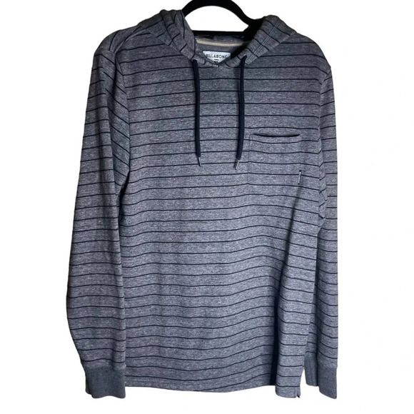 Billabong Men's Flecker Pullover Hoodie Gray & Black Striped Size Medium - Picture 1 of 6